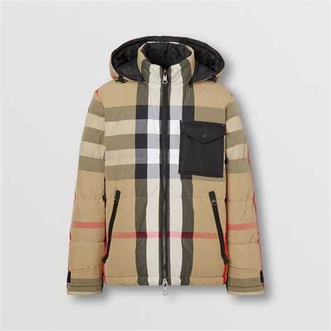 burberry archive logo down filled hooded puffer jacket|Burberry reversible puffer jacket.